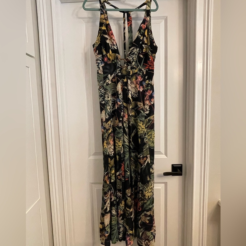 Emprada tropical print wide leg jumpsuit- size L